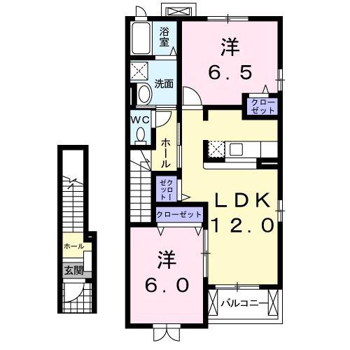 スプリングガーデン(2LDK/2階)の間取り写真