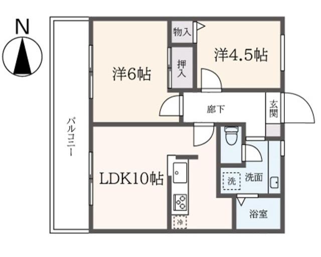 シャンテール(2LDK/1階)の間取り写真