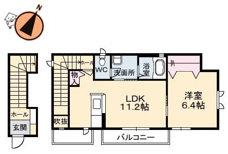 シャーメゾンセレンテ(1LDK/2階)の間取り写真