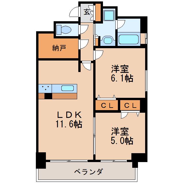 プレサンスロジェ丸の内(2LDK/4階)の間取り写真