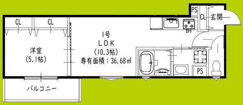 ラモーナ倉治(1LDK/3階)の間取り写真