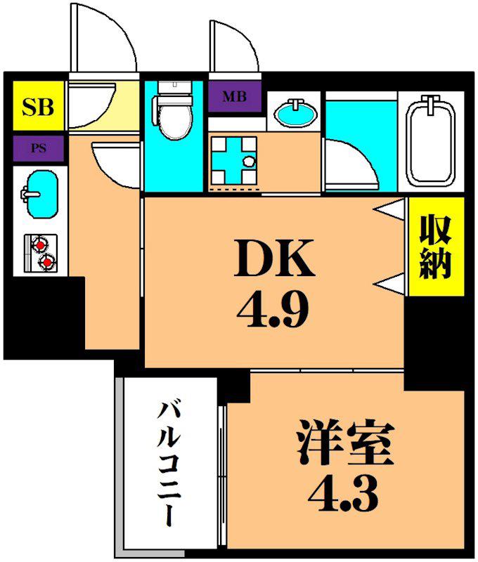 シーフォルム大井町II(1DK/10階)の間取り写真