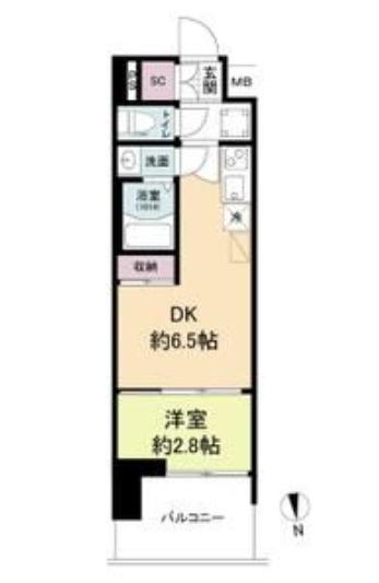セレニテ難波グランデノール(1DK/5階)の間取り写真