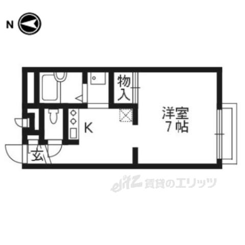 レオパレス 下狛(1K/1階)の間取り写真