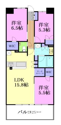 プラウド宇都宮馬場通(3LDK/14階)の間取り写真