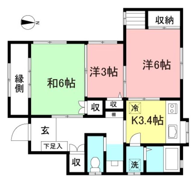 石堂アパート(3K/1階)の間取り写真