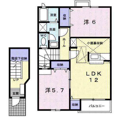 PARCO尾坂前(2LDK/2階)の間取り写真