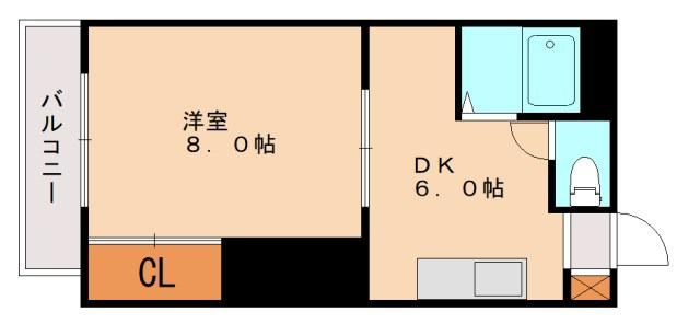 山愛コーポ(1DK/3階)の間取り写真