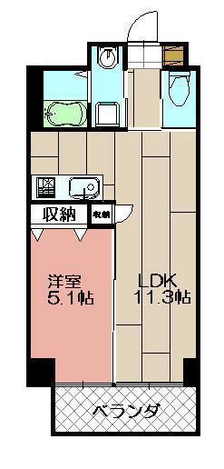 MDIフォレストガーデン三ヶ森(1LDK/7階)の間取り写真
