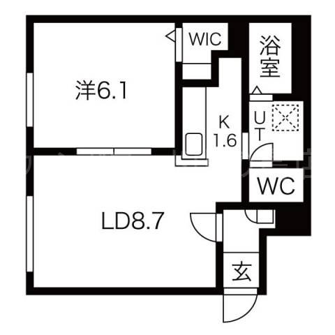ラグジースペース栄通12(1LDK/1階)の間取り写真