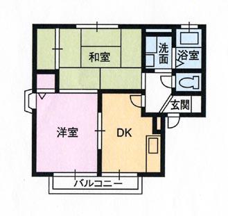 サンパティークKIMURAA棟(2DK/2階)の間取り写真