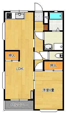グランハウス尾島(1LDK/3階)の間取り写真