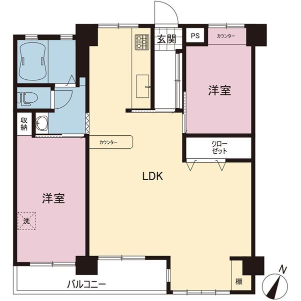 野庭団地5号棟(2LDK/1階)の間取り写真