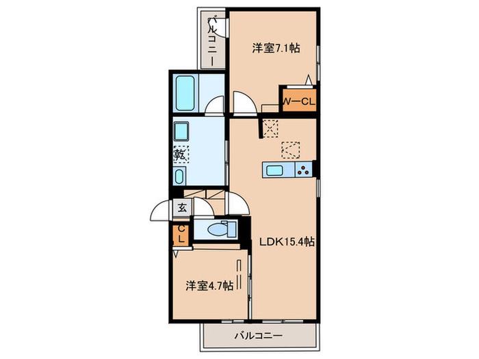セレスティア草薙町(2LDK/1階)の間取り写真