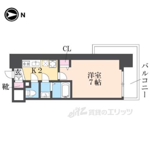 フラシア東難波(1K/15階)の間取り写真