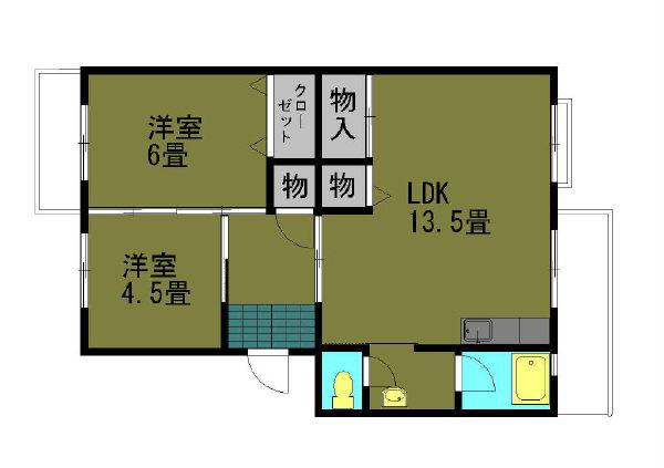 メゾン酒井A(2LDK/3階)の間取り写真