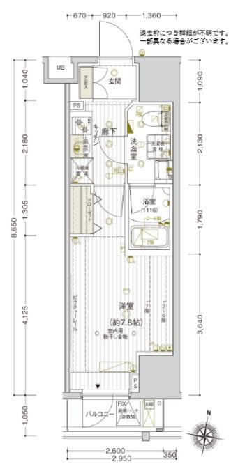 ヴァレッシア上野ノース CITYII(1K/2階)の間取り写真