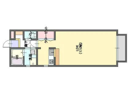 ロイヤルハイツ砂川(ワンルーム/2階)の間取り写真