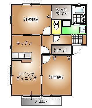 サンフローラB(2LDK/1階)の間取り写真