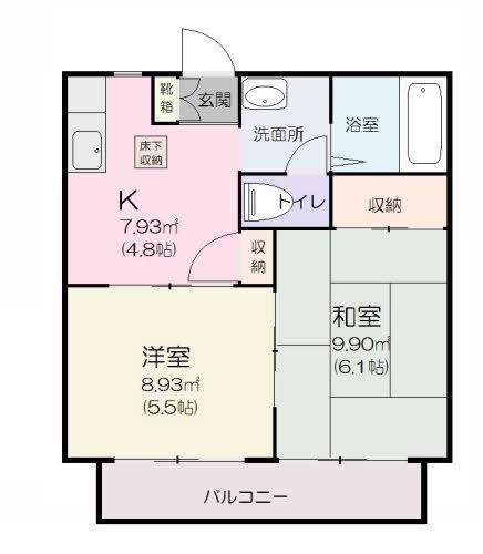 パークヒルズK(2K/1階)の間取り写真