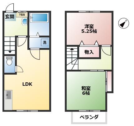 テラスハウスケン(2LDK/1階)の間取り写真