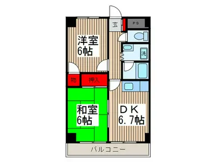 サンロード蕨(2DK/3階)の間取り写真