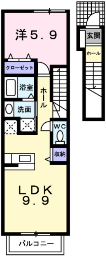 シャローン・シュル(1LDK/2階)の間取り写真