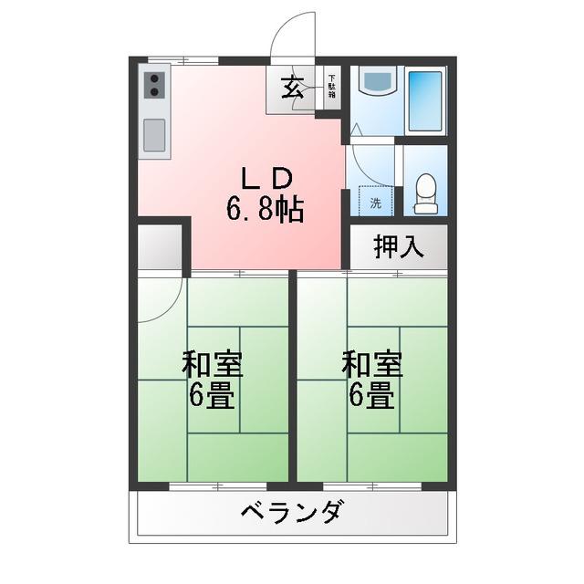 カーサヤマト(2DK/2階)の間取り写真