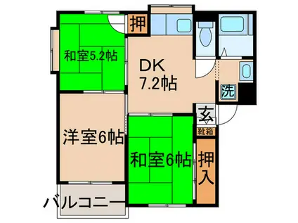 ニコーホームマンションC館(3DK/3階)の間取り写真