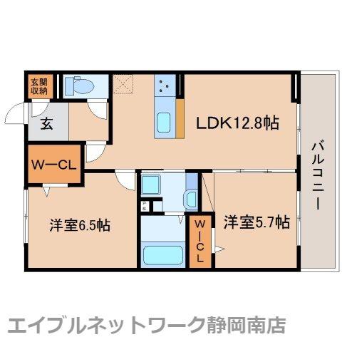 セレーノ小鹿(2LDK/3階)の間取り写真