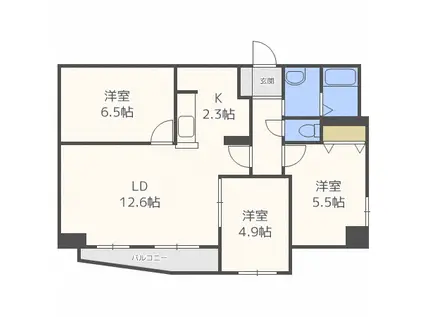 シャンティ発寒南(3LDK/2階)の間取り写真