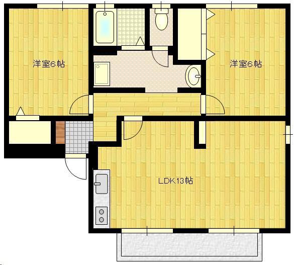 トゥインクルビューラーA(2LDK/1階)の間取り写真
