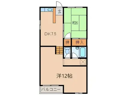 KアパルトマンII(2DK/1階)の間取り写真