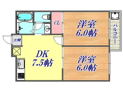 橋本ビルディング(2DK/4階)の間取り写真