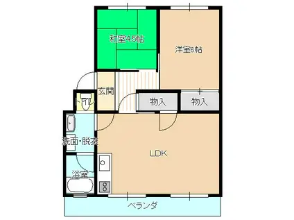 ツインヒルズA(2LDK/2階)の間取り写真