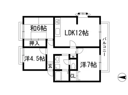サンヴィレッジ宝塚(3LDK/2階)の間取り写真