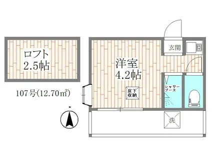 ソレイユ武蔵小金井(ワンルーム/1階)の間取り写真