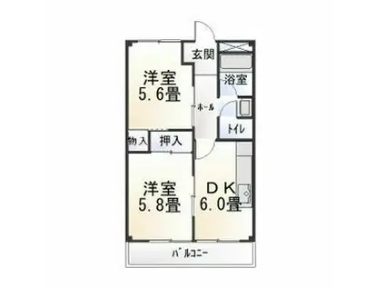 ハイム東岡崎(2DK/4階)の間取り写真