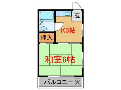 アパートメント草苑(1K/2階)の間取り写真