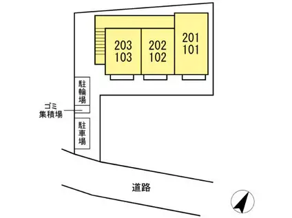 グラフィアス湘南(1K/1階)の間取り写真
