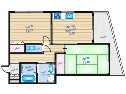 小田ビル(2DK/4階)の間取り写真