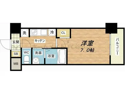 TLRレジデンス本町ウエスト(1K/4階)の間取り写真