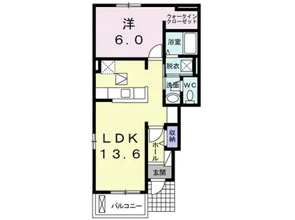 SUNNYTOWN くわばらB(1LDK/1階)の間取り写真