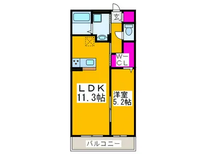 ボヌールメゾンサカイII(1LDK/2階)の間取り写真