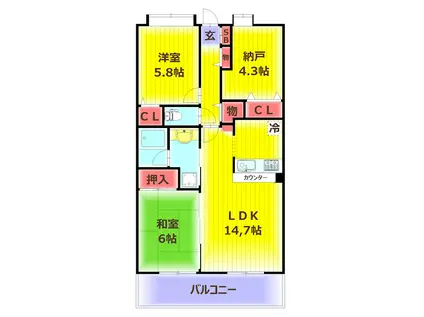 プラチド(3LDK/3階)の間取り写真