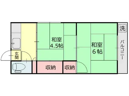 第3清孝荘(2K/2階)の間取り写真