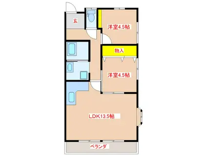 グリーンハイツI(2LDK/2階)の間取り写真