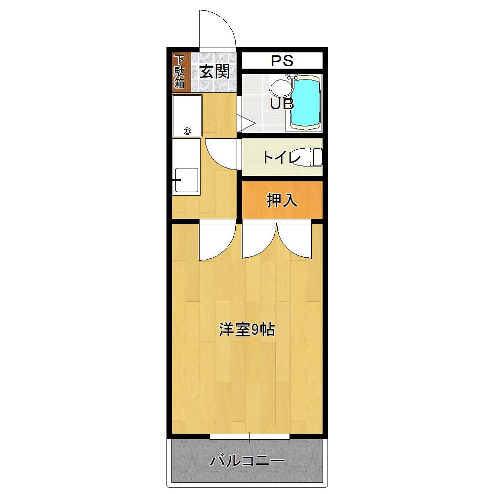 ドムス都城 II(1K/4階)の間取り写真