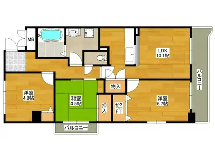 ウェル・メゾン江坂(3LDK/1階)の間取り写真