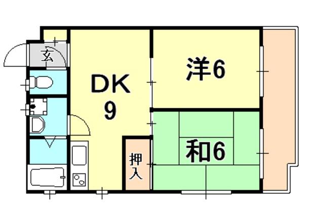 ハイローム北昭和Ⅱ(2DK/1階)の間取り写真